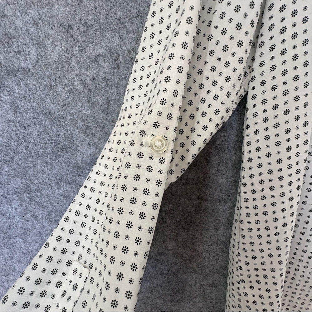 Ann Taylor Collared Button Down White And Black P… - image 3